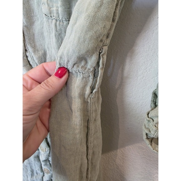 Zara Linen Crinkle Shirt Dress Sz S Light Green Quiet Luxury EuropeanTravel Chic - Picture 4 of 8